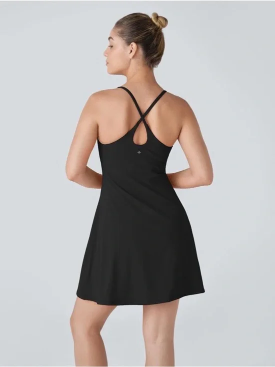 Halara Easy Peezy Dress SoftlyZero Black Dress Long Length Activewear Shorts NWT - Picture 2 of 7